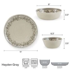 Hayden Grey 12 Piece Dinnerware Set, Service For 4 -Deals Tableware Store hayden grey 12 piece dinnerware set service for 4 5287913 9