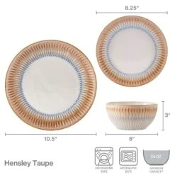 Hensley Taupe 12 Piece Dinnerware Set, Service For 4 -Deals Tableware Store hensley taupe 12 piece dinnerware set service for 4 5291363 5