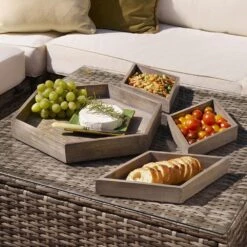 Hexagon 4 Piece Mango Wood Tray Set -Deals Tableware Store hexagon 4 piece mango wood tray set 5277415 3