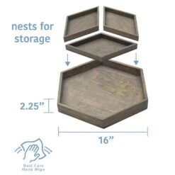 Hexagon 4 Piece Mango Wood Tray Set -Deals Tableware Store hexagon 4 piece mango wood tray set 5277415 7