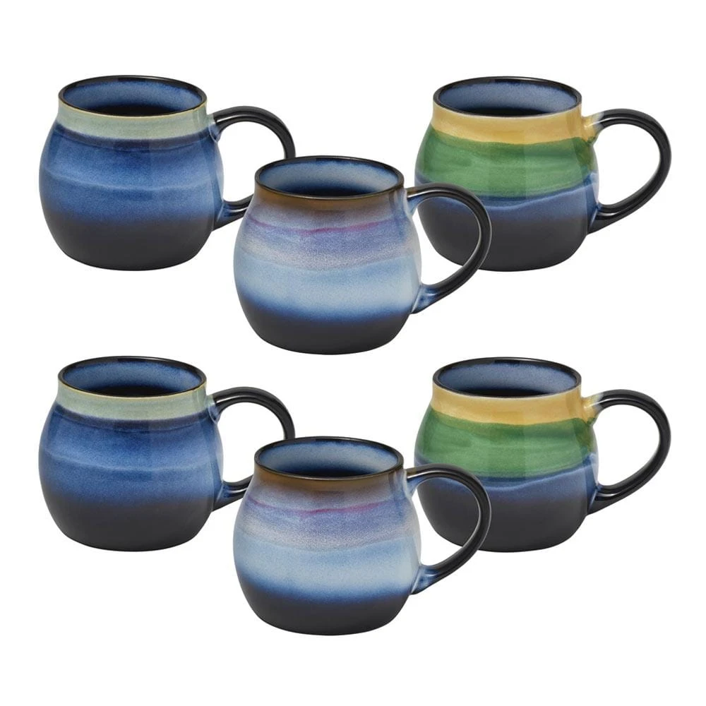 Horizon Set Of 6 Mugs, Assorted 3 Horizon Set Of 6 Mugs, Assorted