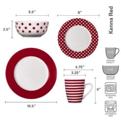 Kenna Red 16 Piece Dinnerware Set, Service For 4 -Deals Tableware Store kenna red 16 piece dinnerware set service for 4 5233527 3
