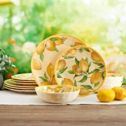 Lemons Outdoor Melamine Dinnerware Set -Deals Tableware Store lemons melamine dinnerware set 5293373 2