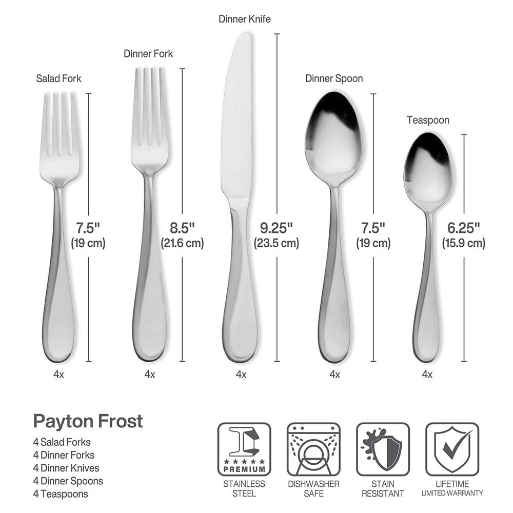 Payton Frost 20 Piece Flatware Set, Service For 4 7 Payton Frost 20 Piece Flatware Set, Service For 4 - Image 5
