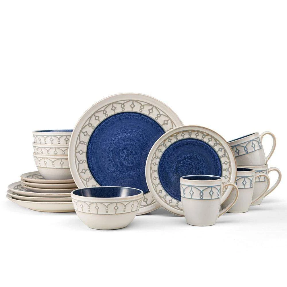 Remi Blue 16 Piece Dinnerware Set, Service For 4 3 Remi Blue 16 Piece Dinnerware Set, Service For 4