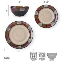 Taos 24 Piece Dinnerware Set, Service For 8 -Deals Tableware Store taos 24 piece dinnerware set service for 8 5291981 9