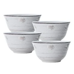 Trellis Coastal White Set Of 4 Soup Cereal Bowls