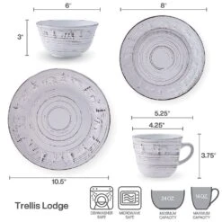 Trellis Lodge White 16 Piece Dinnerware Set, Service For 4 -Deals Tableware Store trellis lodge white 16 piece dinnerware set service for 4 5291367 10