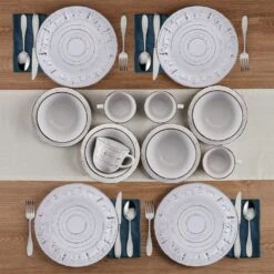 Trellis Lodge White 16 Piece Dinnerware Set, Service For 4 -Deals Tableware Store trellis lodge white 16 piece dinnerware set service for 4 5291367 3
