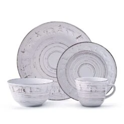Trellis Lodge White 16 Piece Dinnerware Set, Service For 4 -Deals Tableware Store trellis lodge white 16 piece dinnerware set service for 4 5291367 9