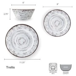 Trellis White 12 Piece Outdoor Melamine Dinnerware Set, Service For 4 -Deals Tableware Store trellis white 12 piece melamine dinnerware set service for 4 5302581 5