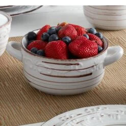 Deals Tableware Store -Deals Tableware Store trellis white double handled soup bowl 5225447 3