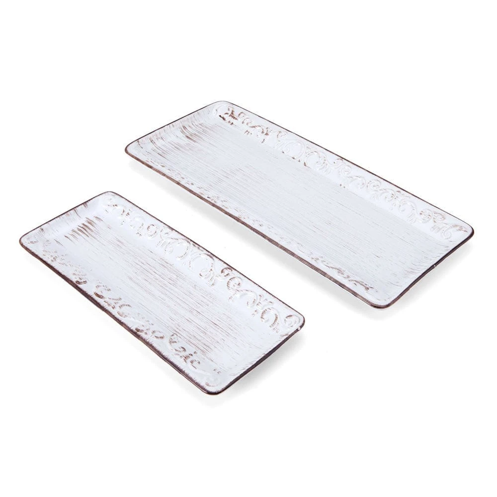 Trellis White Set Of 2 Platters 3 Trellis White Set Of 2 Platters