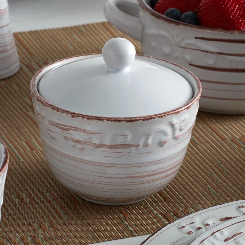 Trellis White Sugar Bowl With Lid 4 Trellis White Sugar Bowl With Lid - Image 2