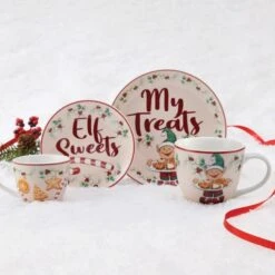 Winterberry® 4 Piece Elf Cookie Plate And Mug Gift Set -Deals Tableware Store winterberry 4 piece elf plate and mug set 5285702 3